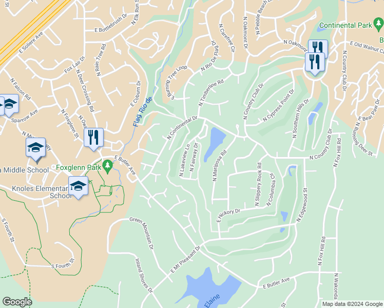 map of restaurants, bars, coffee shops, grocery stores, and more near 1721 North Fairway Drive in Flagstaff