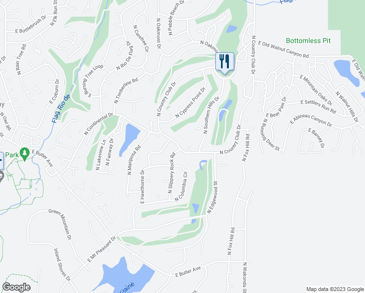 map of restaurants, bars, coffee shops, grocery stores, and more near 3701 North Country Club Drive in Flagstaff