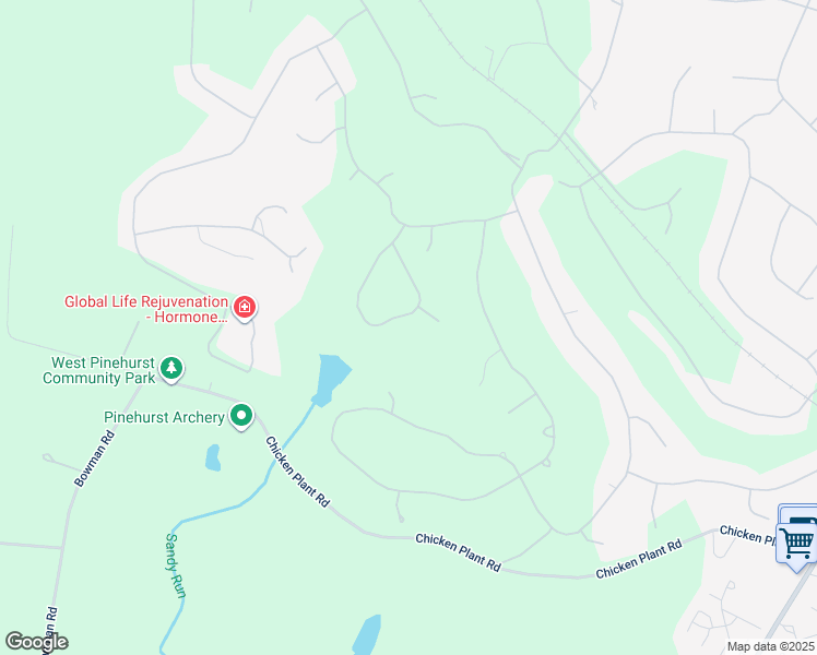 map of restaurants, bars, coffee shops, grocery stores, and more near 16 Oxton Circle in Pinehurst