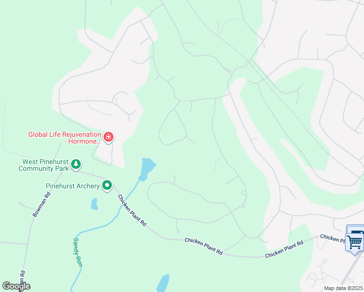 map of restaurants, bars, coffee shops, grocery stores, and more near 16 Oxton Circle in Pinehurst