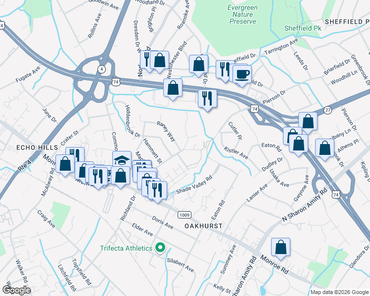 map of restaurants, bars, coffee shops, grocery stores, and more near in Charlotte