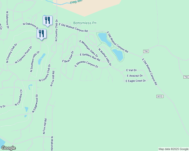 map of restaurants, bars, coffee shops, grocery stores, and more near 2394 North White Pine Drive in Flagstaff