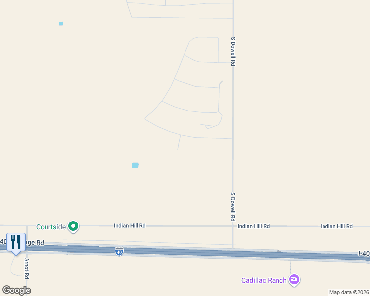 map of restaurants, bars, coffee shops, grocery stores, and more near North Dowell Road in Amarillo