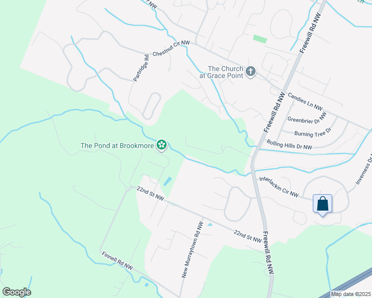 map of restaurants, bars, coffee shops, grocery stores, and more near 2389 Freewill Road Northwest in Cleveland