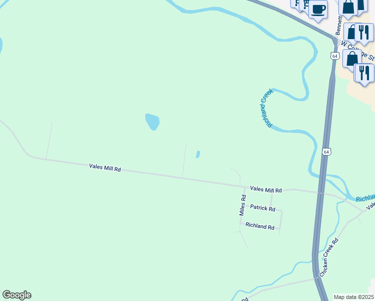 map of restaurants, bars, coffee shops, grocery stores, and more near 1810 Vales Mill Road in Pulaski