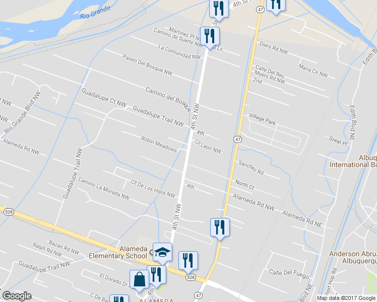 map of restaurants, bars, coffee shops, grocery stores, and more near 10013 4th St NW in Albuquerque