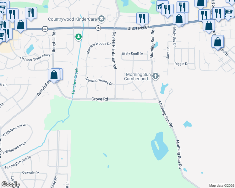 map of restaurants, bars, coffee shops, grocery stores, and more near 2641 Davies Plantation Road in Memphis