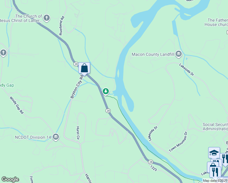 map of restaurants, bars, coffee shops, grocery stores, and more near Arthur Drake Road in Franklin