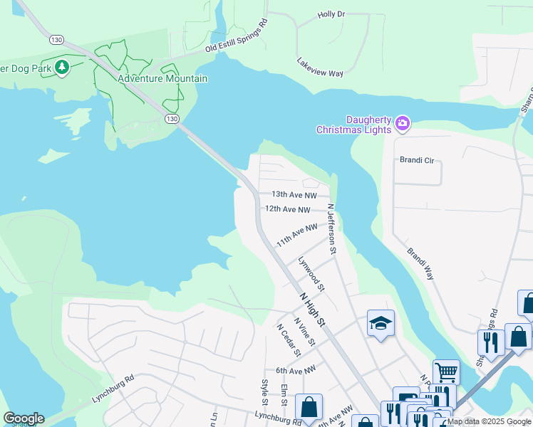 map of restaurants, bars, coffee shops, grocery stores, and more near 1122 North High Street in Winchester