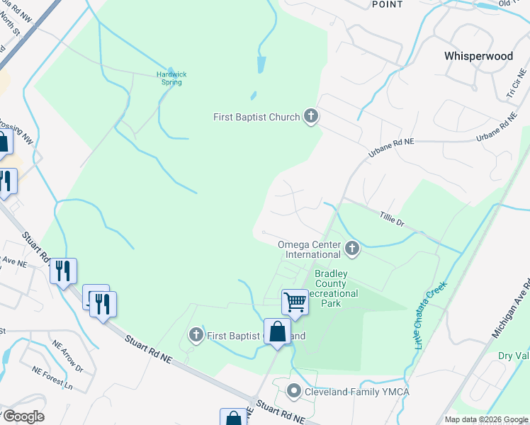 map of restaurants, bars, coffee shops, grocery stores, and more near 148 Caperton Dr NE in Cleveland