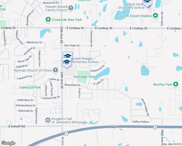 map of restaurants, bars, coffee shops, grocery stores, and more near 2800 Dalewood Place in Norman