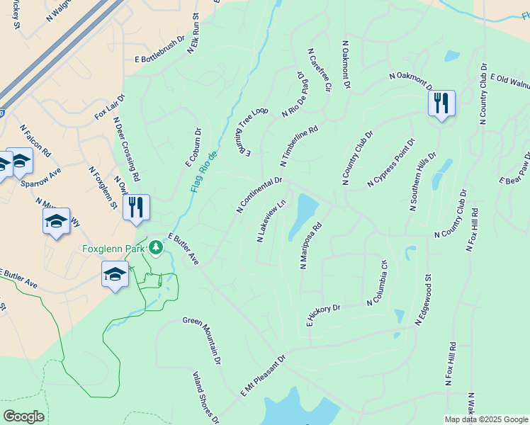 map of restaurants, bars, coffee shops, grocery stores, and more near 1757 North Lakeview Lane in Flagstaff