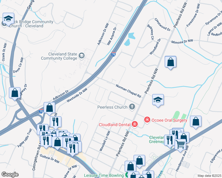 map of restaurants, bars, coffee shops, grocery stores, and more near 3387 Blair Road in Cleveland