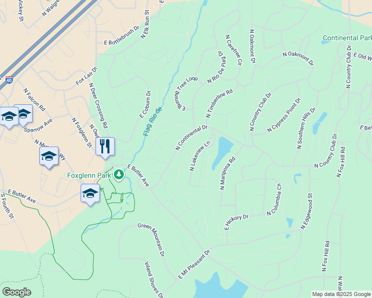 map of restaurants, bars, coffee shops, grocery stores, and more near 4492 East Acrete Lane in Flagstaff