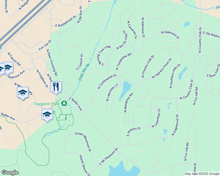 map of restaurants, bars, coffee shops, grocery stores, and more near 1757 North Lakeview Lane in Flagstaff