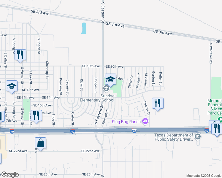map of restaurants, bars, coffee shops, grocery stores, and more near 5123 Southeast 14th Avenue in Amarillo