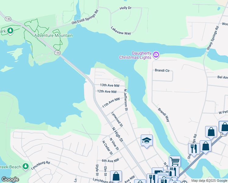 map of restaurants, bars, coffee shops, grocery stores, and more near 118 12th Avenue Northwest in Winchester