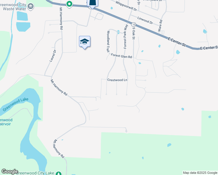 map of restaurants, bars, coffee shops, grocery stores, and more near 1122 Eastern Hills Drive in Greenwood