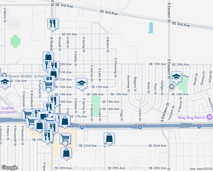 map of restaurants, bars, coffee shops, grocery stores, and more near 4211 Southeast 13th Avenue in Amarillo