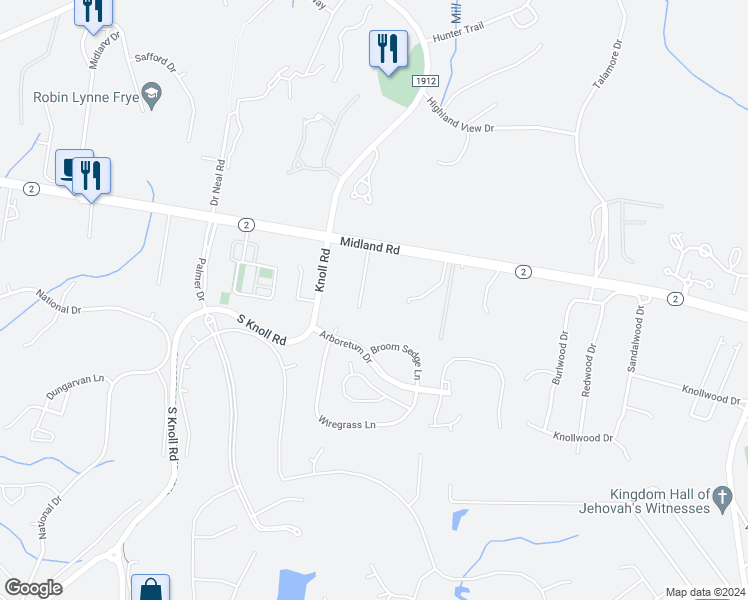 map of restaurants, bars, coffee shops, grocery stores, and more near 155 Cardinal Road in Southern Pines