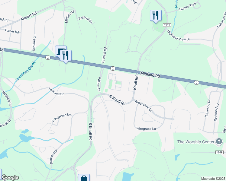 map of restaurants, bars, coffee shops, grocery stores, and more near 246 Manning Square in Southern Pines