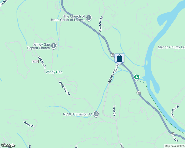 map of restaurants, bars, coffee shops, grocery stores, and more near 1274 Bryson City Road in Franklin