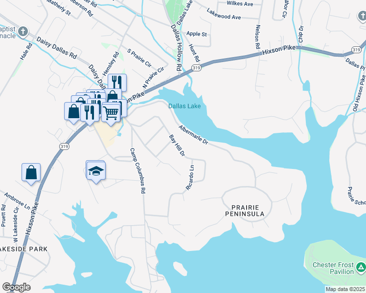 map of restaurants, bars, coffee shops, grocery stores, and more near 1907 Bay Hill Drive in Middle Valley