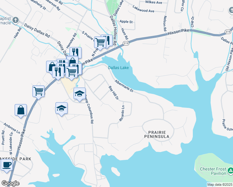 map of restaurants, bars, coffee shops, grocery stores, and more near 1907 Bay Hill Drive in Middle Valley