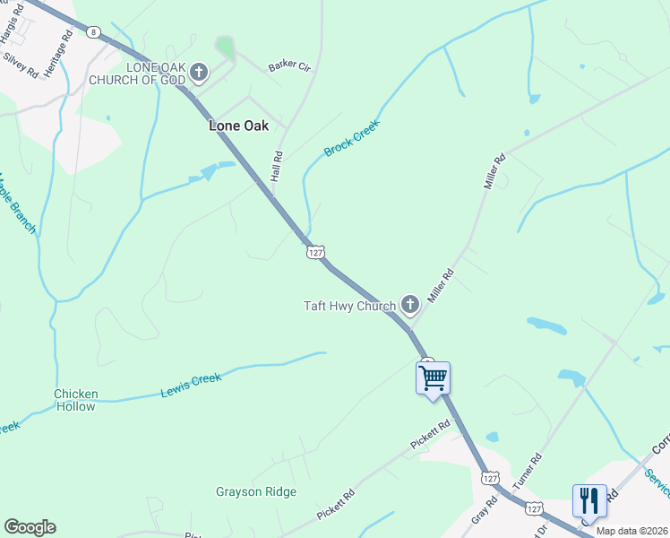 map of restaurants, bars, coffee shops, grocery stores, and more near 798 Taft Highway in Signal Mountain