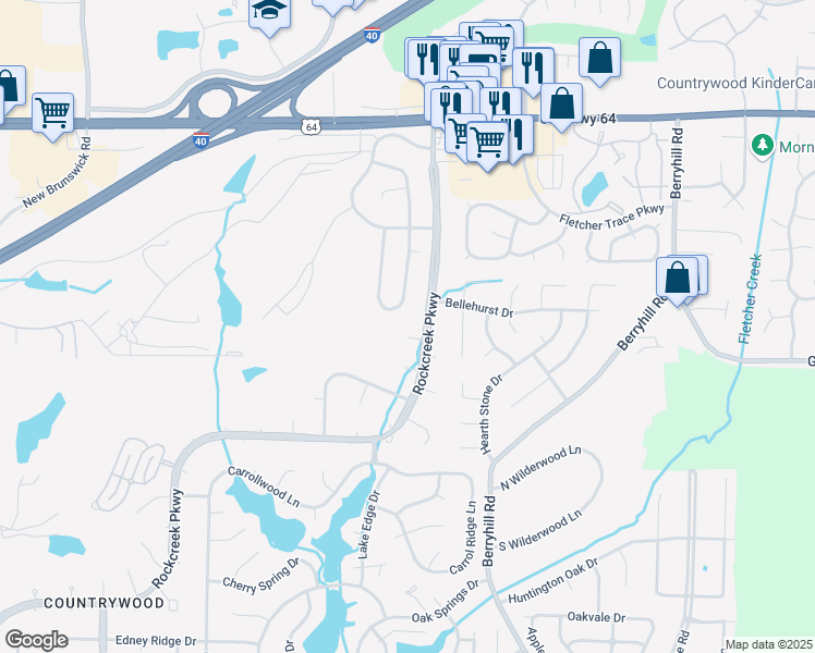 map of restaurants, bars, coffee shops, grocery stores, and more near 8928 Hertford Place West in Memphis