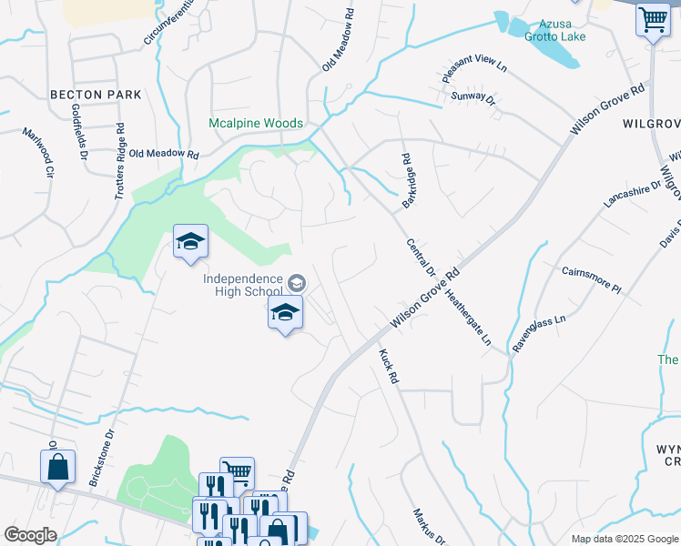 map of restaurants, bars, coffee shops, grocery stores, and more near 6700 Fenning Drive in Mint Hill