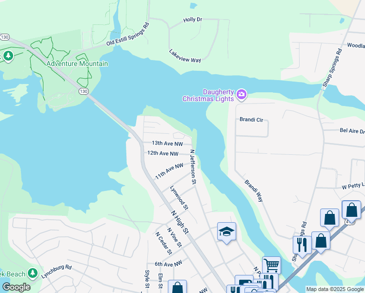 map of restaurants, bars, coffee shops, grocery stores, and more near 118 12th Avenue Northwest in Winchester