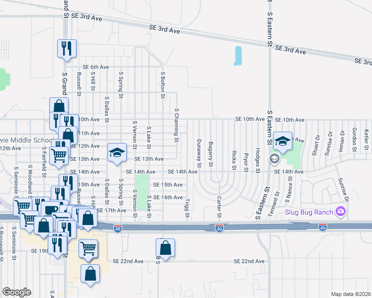 map of restaurants, bars, coffee shops, grocery stores, and more near 1103 Channing Street in Amarillo