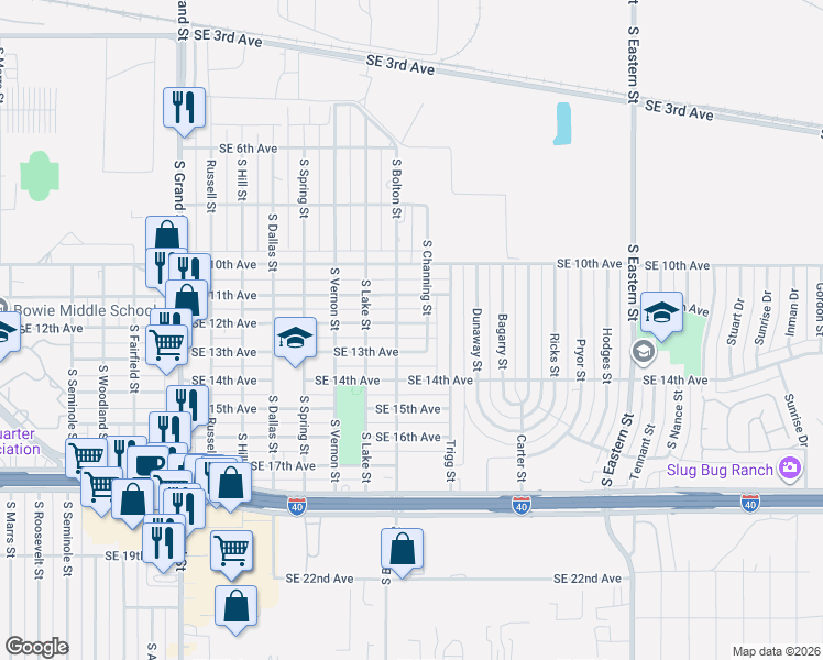 map of restaurants, bars, coffee shops, grocery stores, and more near 4211 Southeast 13th Avenue in Amarillo