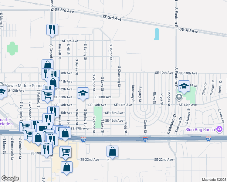 map of restaurants, bars, coffee shops, grocery stores, and more near 4211 Southeast 13th Avenue in Amarillo