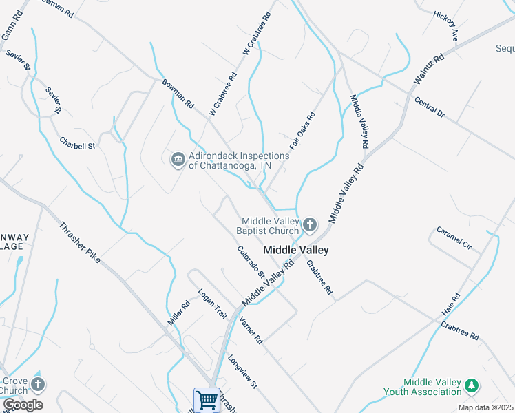 map of restaurants, bars, coffee shops, grocery stores, and more near 1602 Crabtree Road in Middle Valley