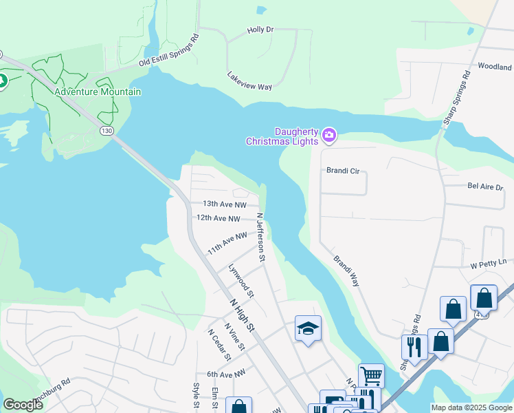 map of restaurants, bars, coffee shops, grocery stores, and more near 101 12th Avenue Northwest in Winchester