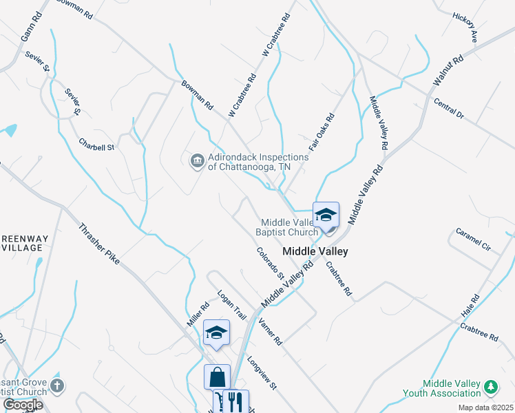 map of restaurants, bars, coffee shops, grocery stores, and more near 1623 Lisa Lynn Drive in Middle Valley