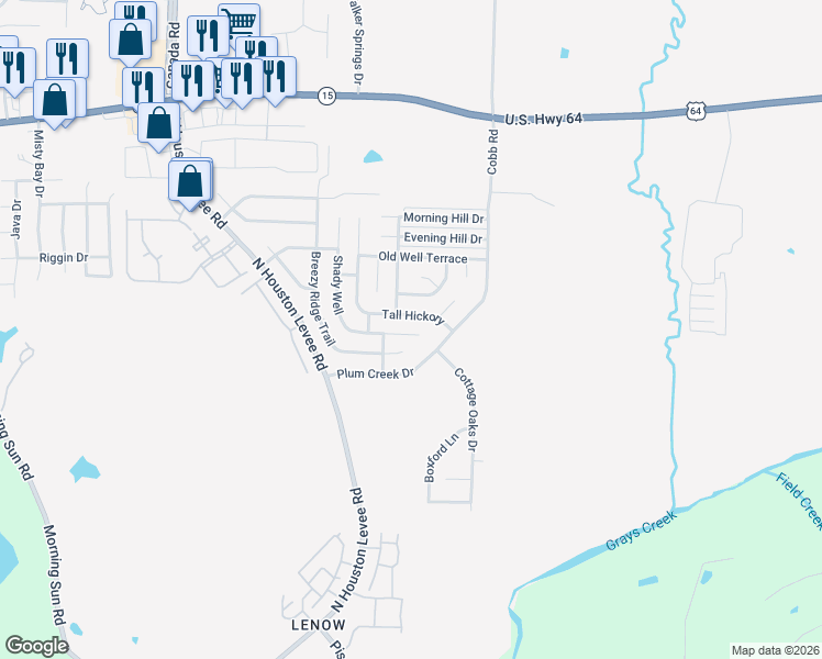 map of restaurants, bars, coffee shops, grocery stores, and more near 10166 Tall Hickory Drive in Memphis