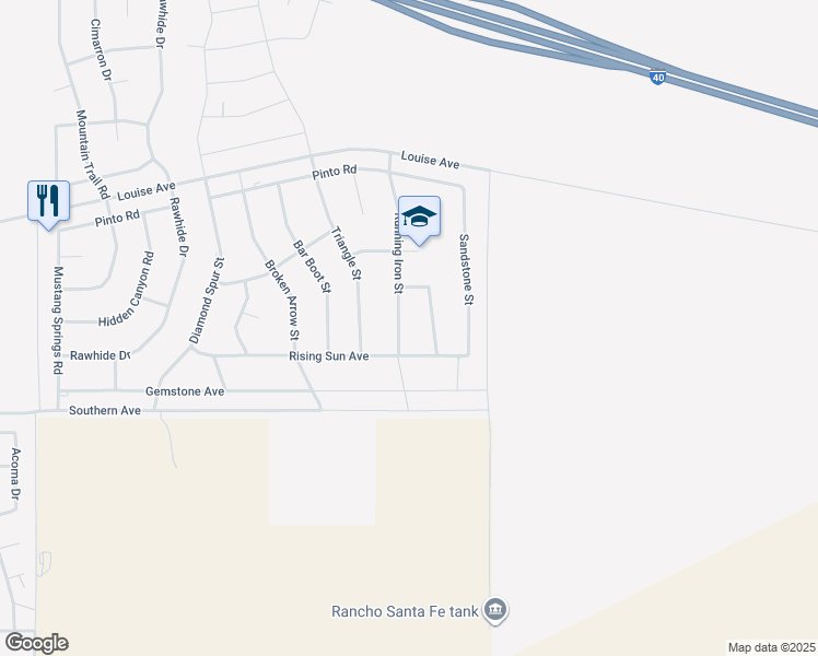 map of restaurants, bars, coffee shops, grocery stores, and more near 2605 Running Iron Loop in Kingman
