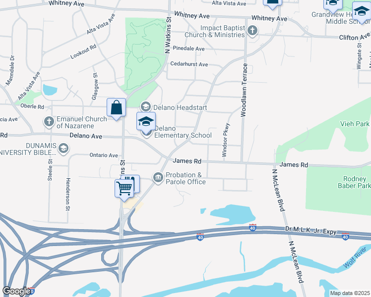 map of restaurants, bars, coffee shops, grocery stores, and more near 1839 Lynwood Avenue in Memphis