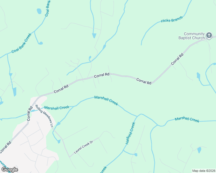 map of restaurants, bars, coffee shops, grocery stores, and more near 2412 Corral Road in Signal Mountain