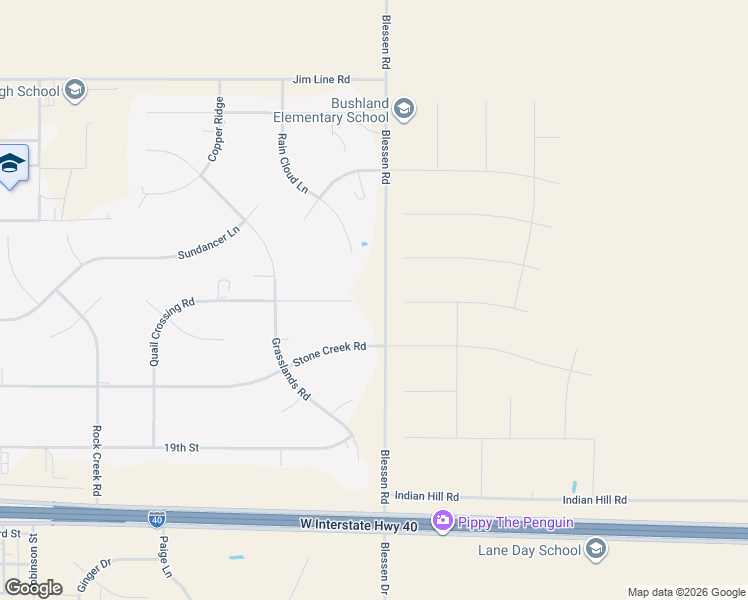 map of restaurants, bars, coffee shops, grocery stores, and more near South Blessen Road in Amarillo