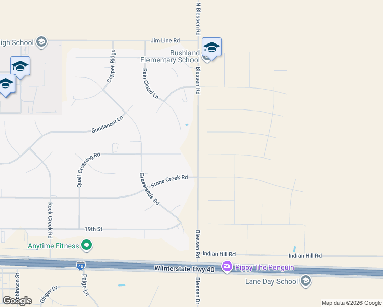 map of restaurants, bars, coffee shops, grocery stores, and more near South Blessen Road in Amarillo