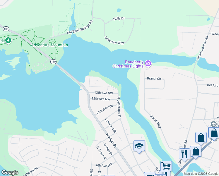 map of restaurants, bars, coffee shops, grocery stores, and more near 146 14th Avenue Northwest in Winchester
