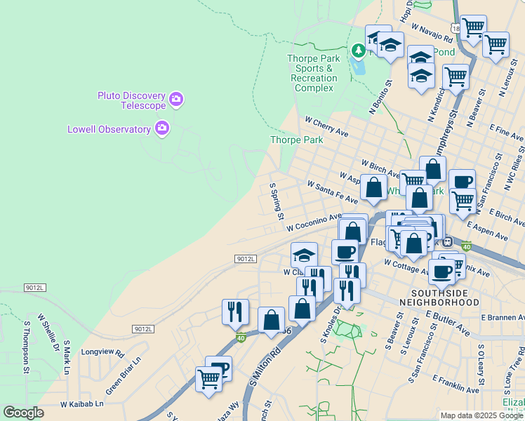 map of restaurants, bars, coffee shops, grocery stores, and more near 908 West Grand Canyon Avenue in Flagstaff
