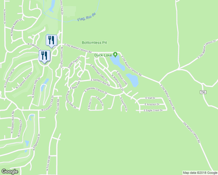 map of restaurants, bars, coffee shops, grocery stores, and more near 6262 East Abineau Canyon Drive in Flagstaff