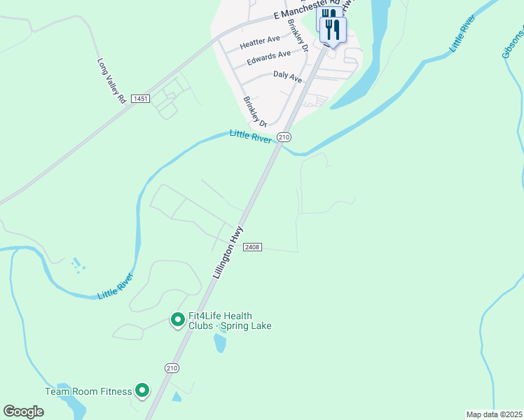 map of restaurants, bars, coffee shops, grocery stores, and more near 1912 Lillington Highway in Spring Lake