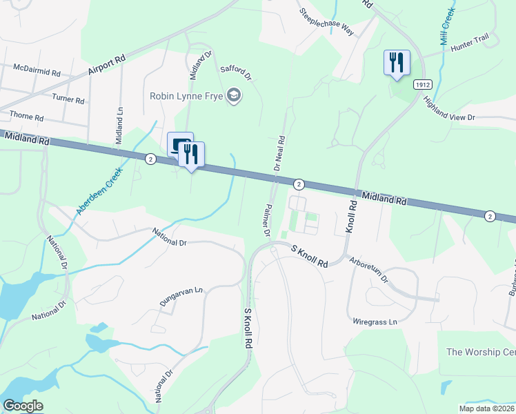 map of restaurants, bars, coffee shops, grocery stores, and more near 145 Williams Road in Southern Pines