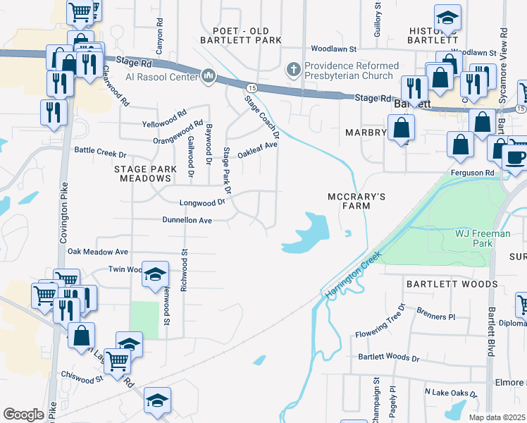 map of restaurants, bars, coffee shops, grocery stores, and more near 2698 Welchlawn Street in Memphis